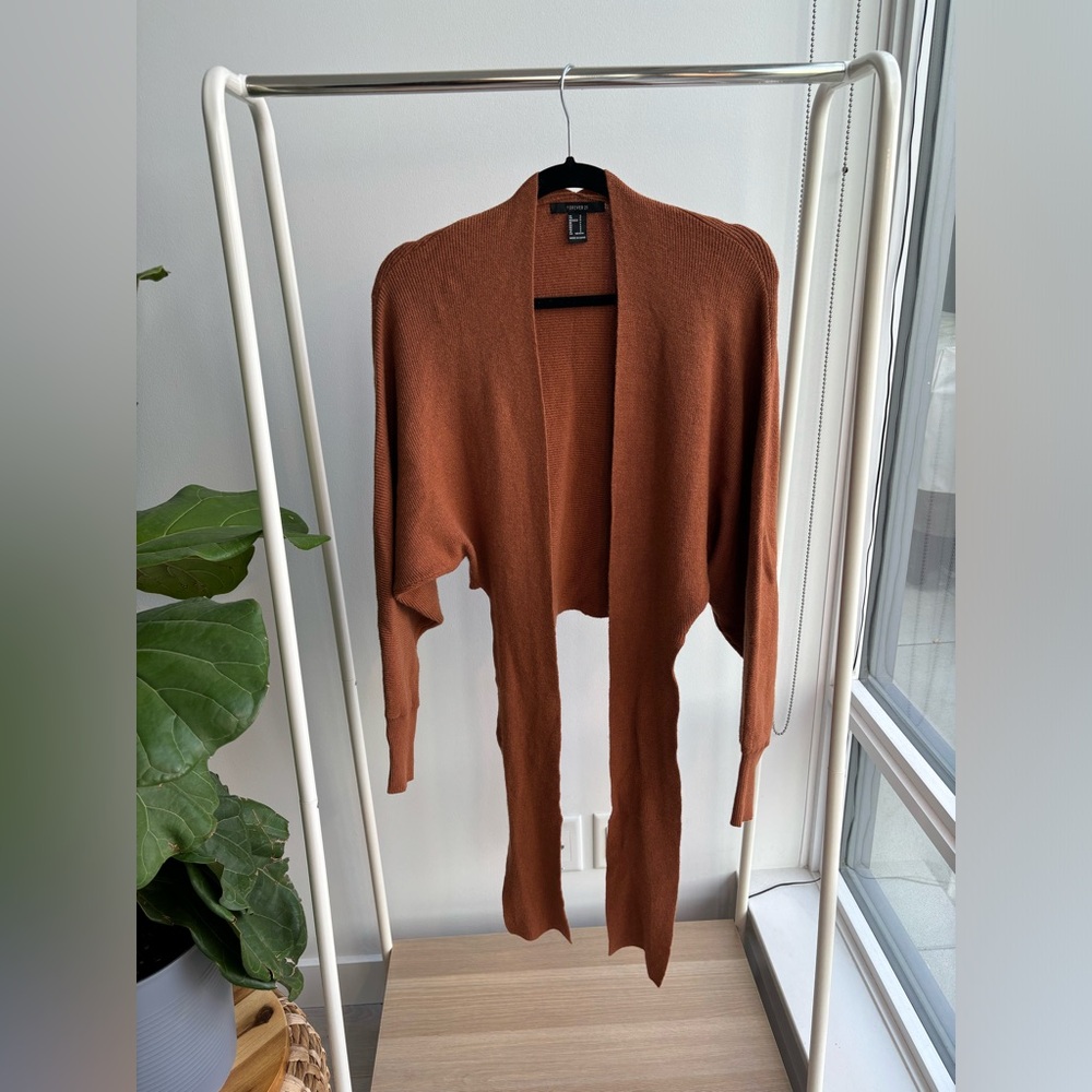 FOREVER 21 | Cropped Wrap Knit Long Sleeve Sweater Rust S